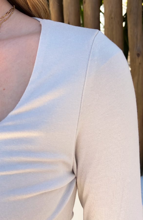 Square Neck Long Sleeve Top Yulia Beige – shoparchief — foto 6