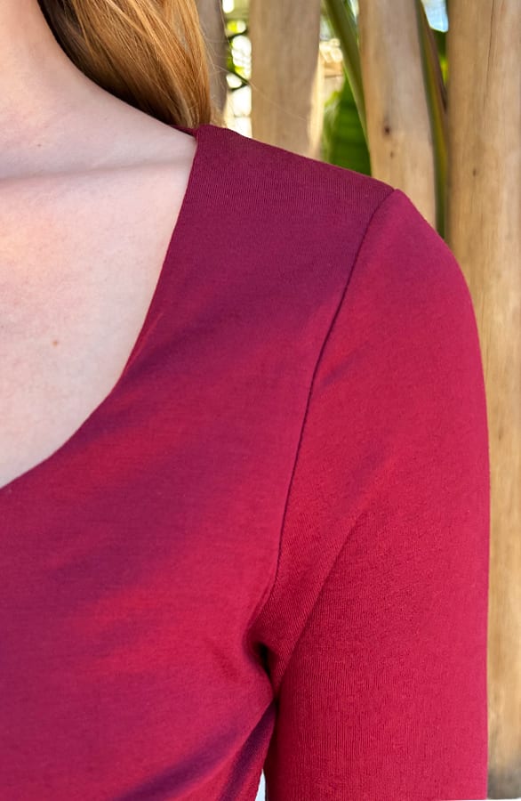 Square Neck Long Sleeve Top Yulia Burgundy – shoparchief — foto 7