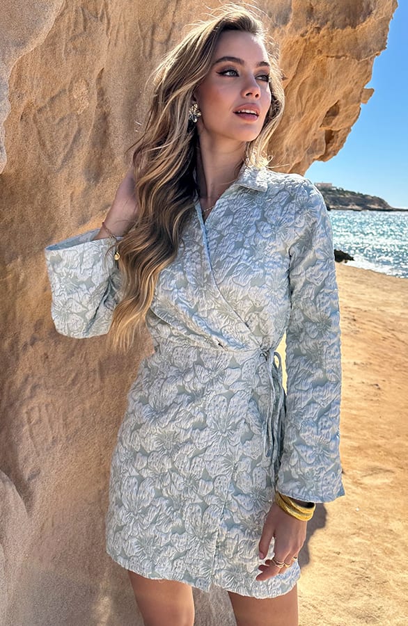 Stretch Jacquard Jurk Merel Mint – alle jurkjes — foto 3