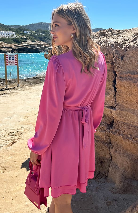 Strik Detail Jurk Ivy Fuchsia – alle jurkjes — foto 3