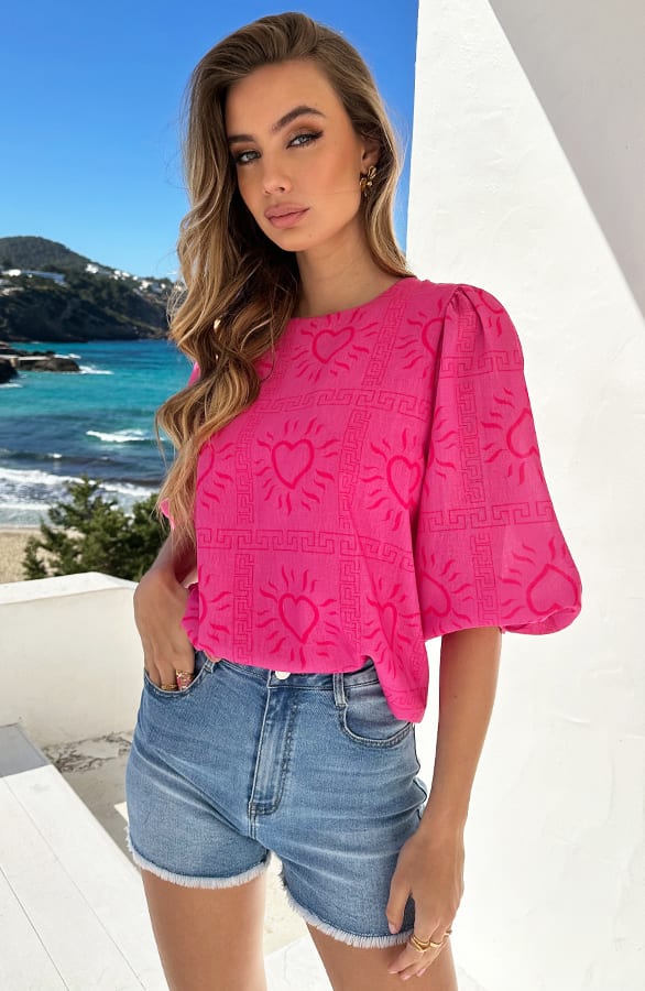 Top Met Pofmouwen Savannah Roze – shirts & tops — foto 12