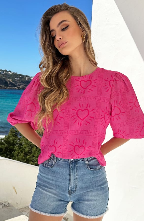 Top Met Pofmouwen Savannah Roze – shirts & tops — foto 11