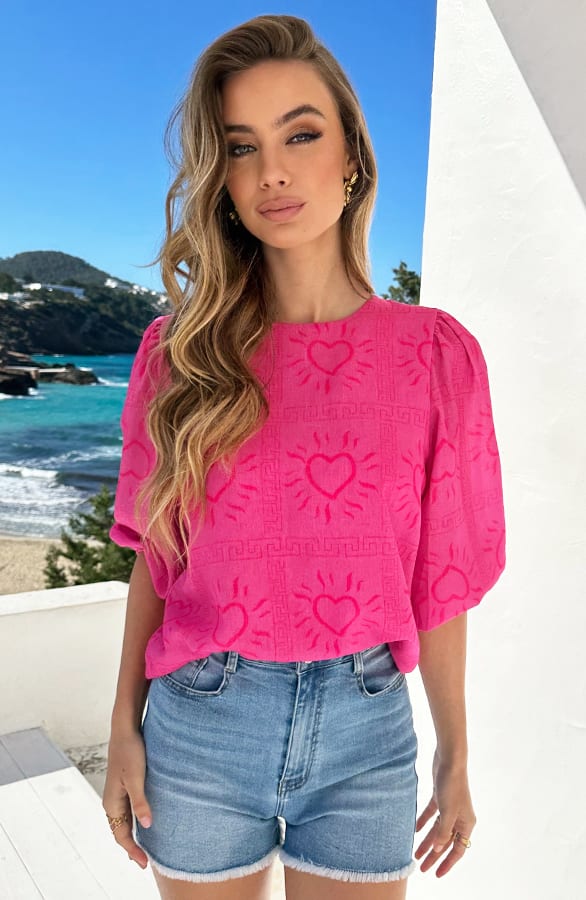 Top Met Pofmouwen Savannah Roze – shirts & tops — foto 8