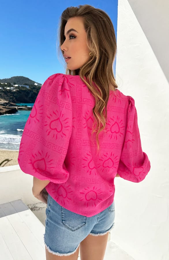 Top Met Pofmouwen Savannah Roze – shirts & tops — foto 9