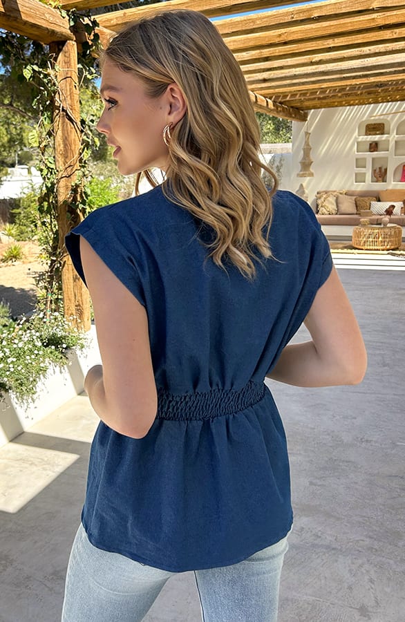 Top Met V-Hals Lena Denim – shoparchief — foto 3