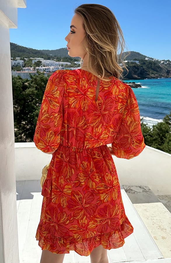 Tropical Flower Dress Koraal – alle jurkjes — foto 4