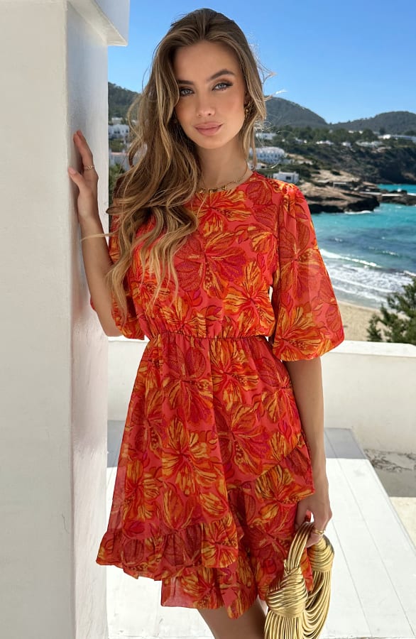 Tropical Flower Dress Koraal – alle jurkjes — foto 5