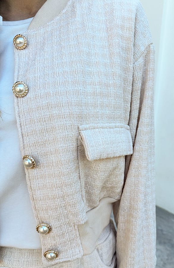 Tweed Jasje Geruit Skylar Beige – jassen — foto 6
