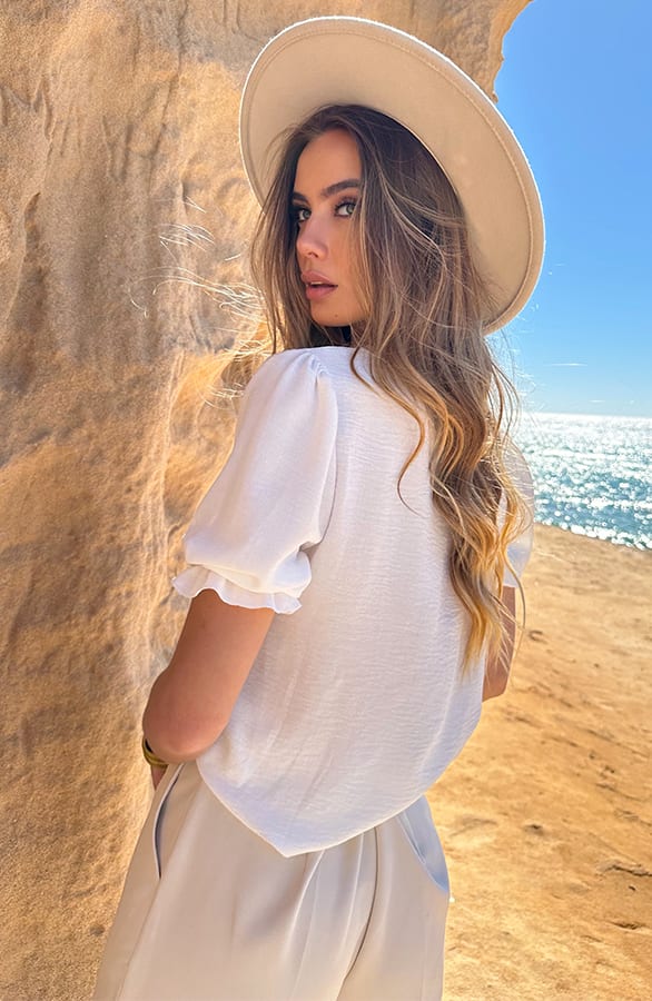 V-Hals Detail Boho Top Mara Ecru – shirts & tops — foto 3