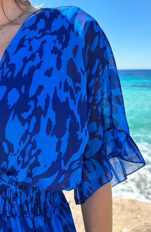 V-Hals Print Dress Marrit Leopard Kobalt – alle jurkjes — foto 7