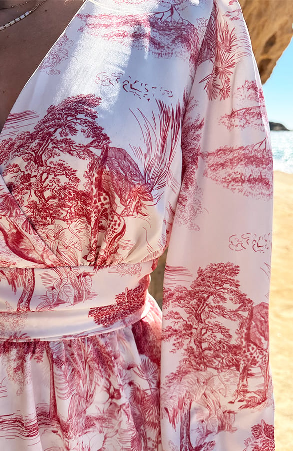 V-hals Landscape Jurk Met Strikdetail Dust Roze – alle jurkjes — foto 5