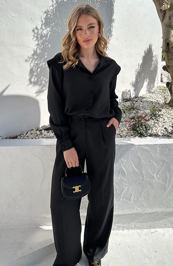 Wide Leg Muse Pantalon Zwart – shoparchief — foto 3