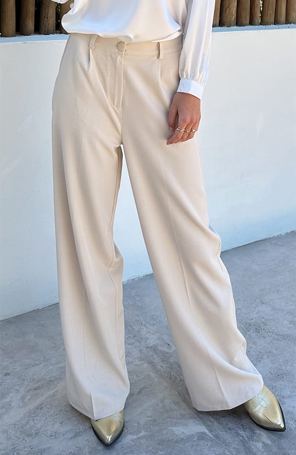 Wide Leg Pantalon Beige – shoparchief — foto 2