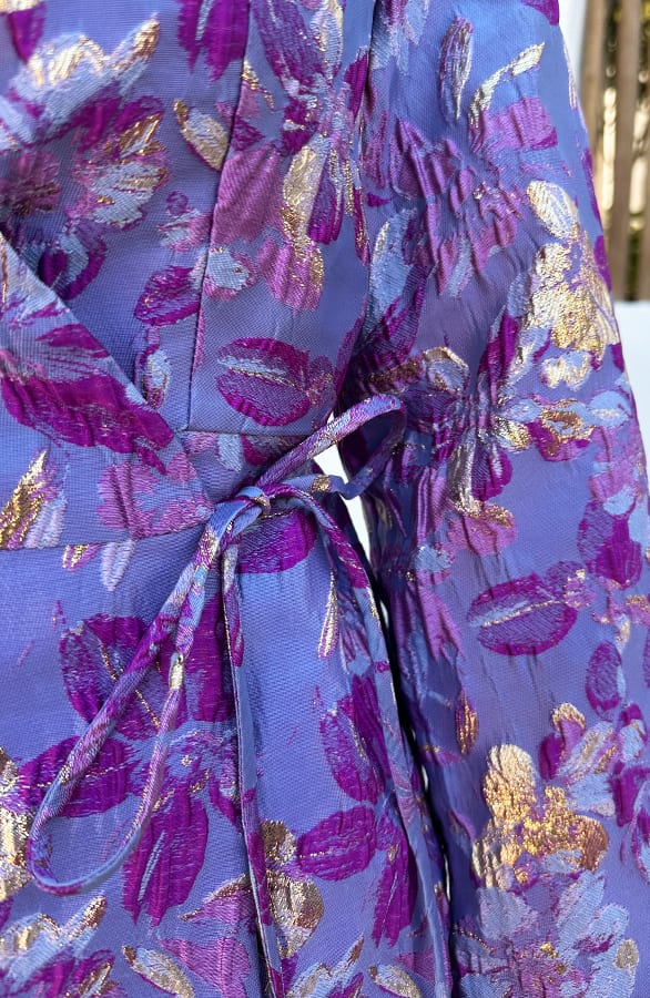Wijde Mouw Jacquard Jurk Merel Lila – alle jurkjes — foto 6
