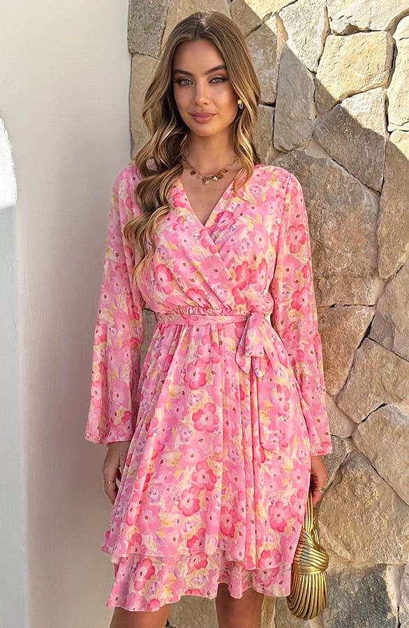 Wijde Mouw Jurk Ella Pastel – shoparchief — foto 2