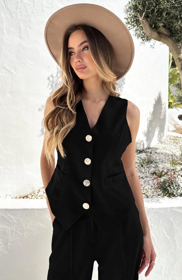 Button Muse Gilet Zwart – shoparchief — foto 2