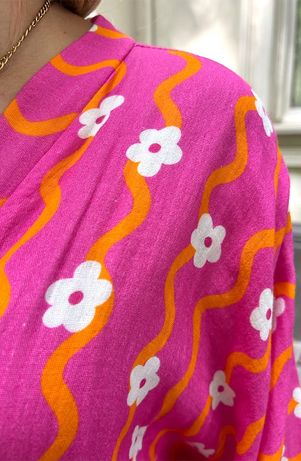 Katoenen Strik Jurk Bloemen Yuna Fuchsia – alle jurkjes — foto 5