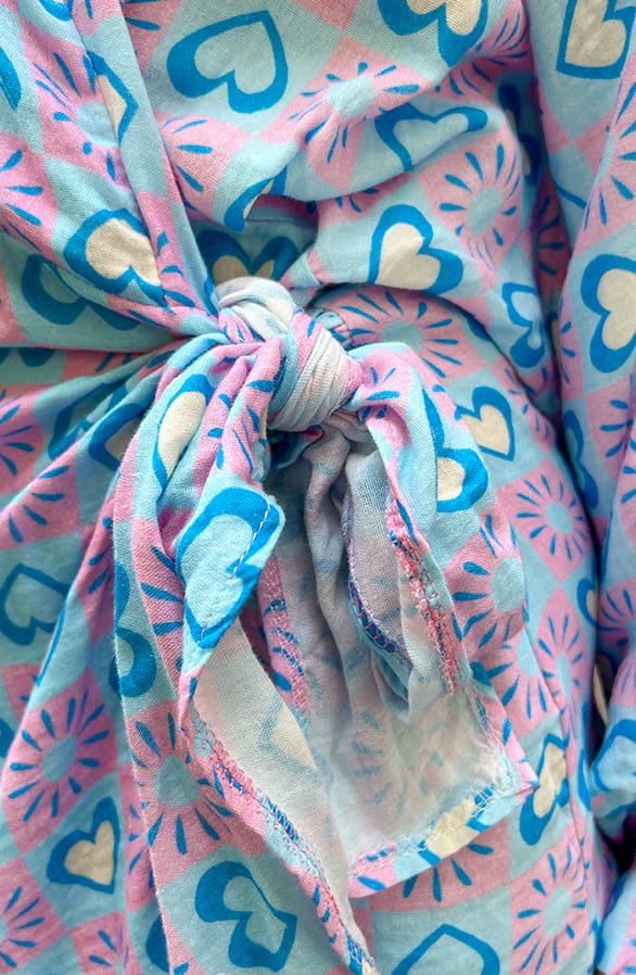 Katoenen Strik Jurk Print Yuna Baby Blue – shoparchief — foto 6