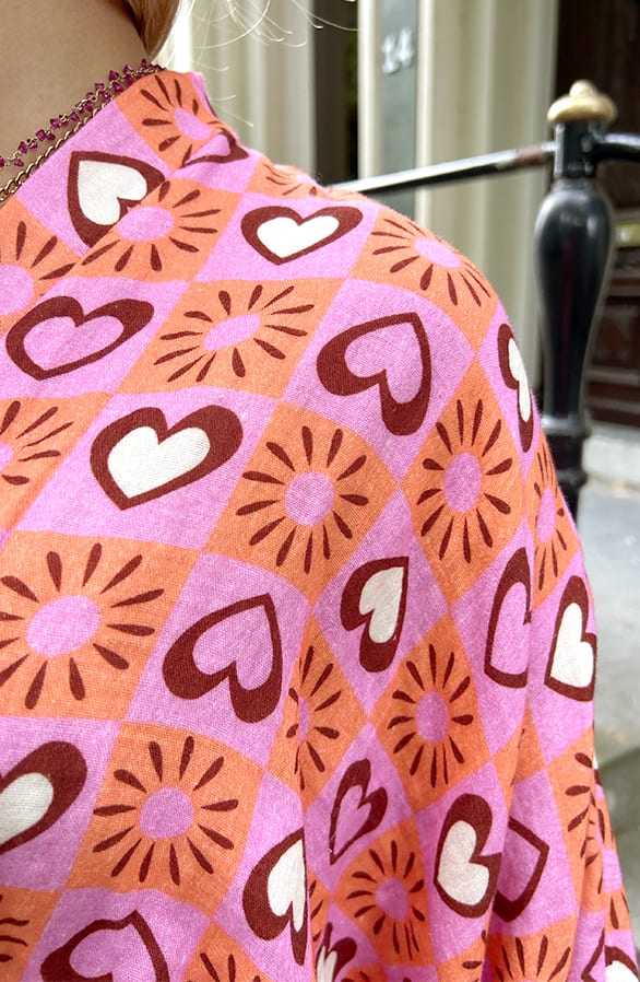Katoenen Strik Jurk Print Yuna Lila – shoparchief — foto 7