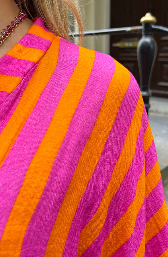 Katoenen Strik Jurk Strepen Yuna Oranje – koningsdag kleding — foto 7