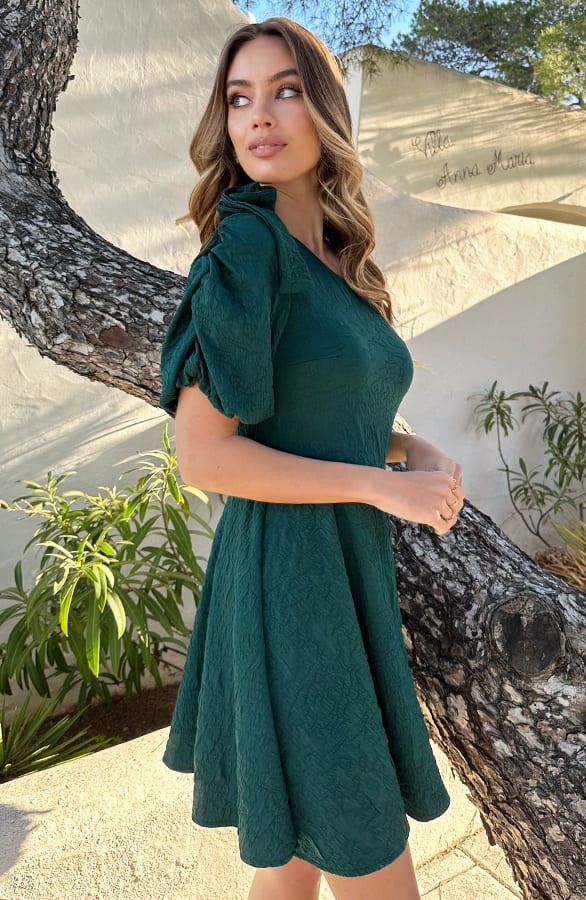 One Shoulder Jurk Rose Emerald – alle jurkjes — foto 5