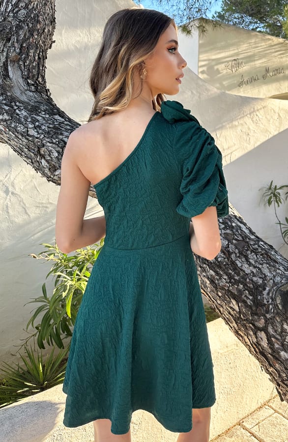 One Shoulder Jurk Rose Emerald – alle jurkjes — foto 3