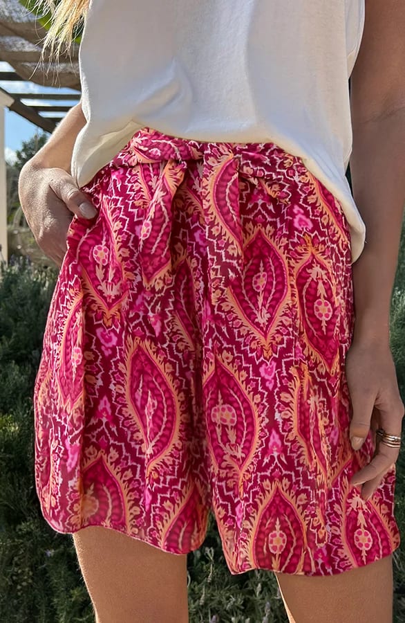 Paisley Strik Skort Roze Rood – shorts