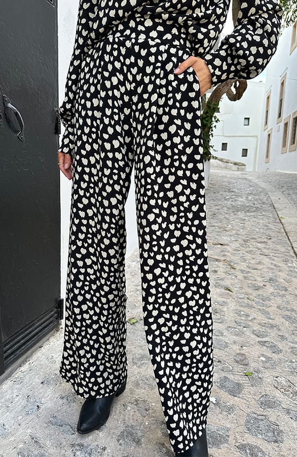 Pantalon Lilly Cheetah Zwart Tall – broeken
