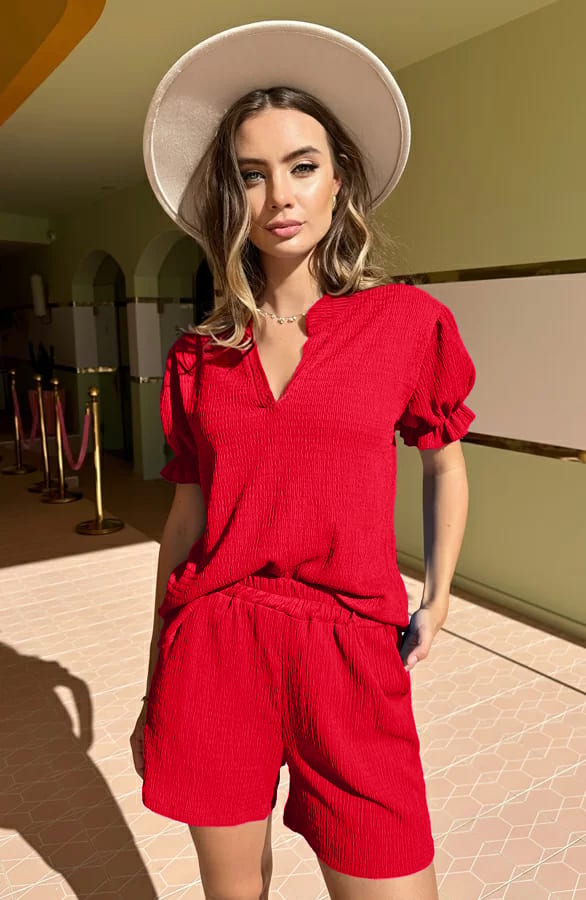 Pofmouwen Smocked Top Clara Rood – shoparchief — foto 2