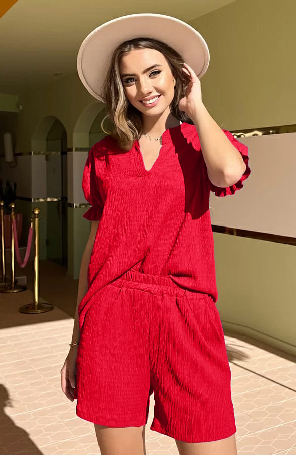 Pofmouwen Smocked Top Clara Rood – shoparchief — foto 4