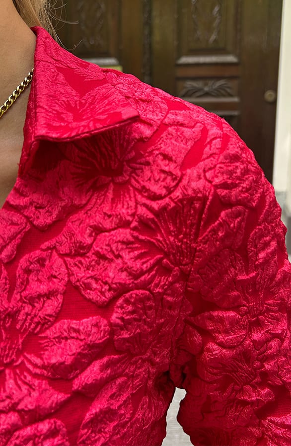 Stretch Jacquard Jurk Merel Rood – alle jurkjes — foto 5