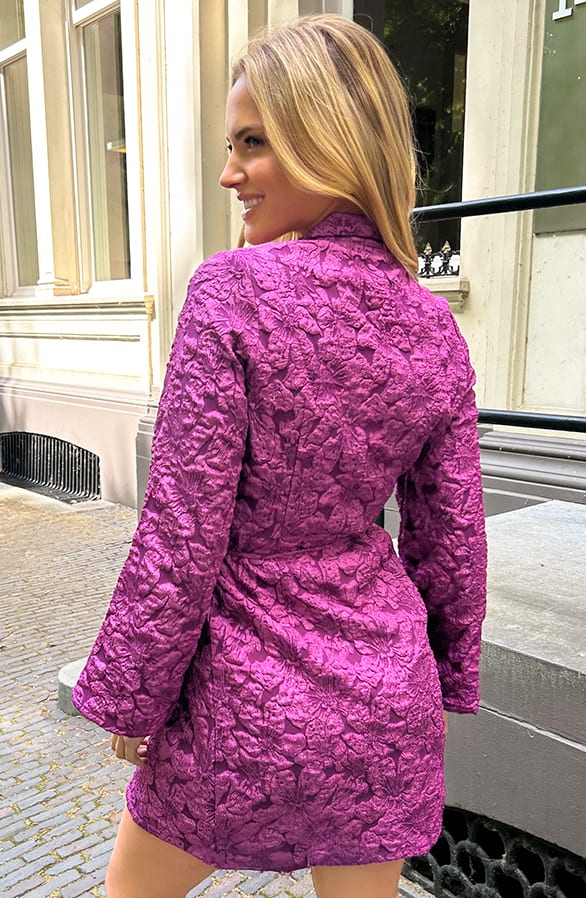 Stretch Jacquard Jurk Merel Wine Red – alle jurkjes — foto 7