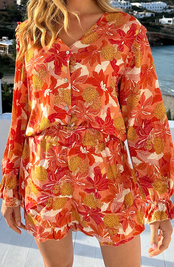 Blouse Met Details Djedi Flower Oranje – shoparchief — foto 3