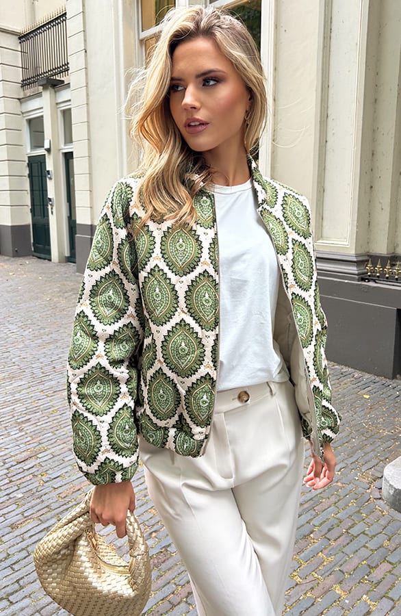 Boho Bomber Jacket Olive Green – jassen