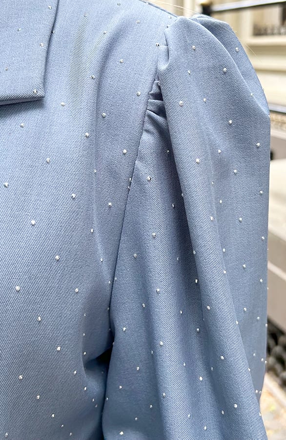 Korte Diamond Pofmouwen Blazer Jeans Blauw – blazers — foto 7