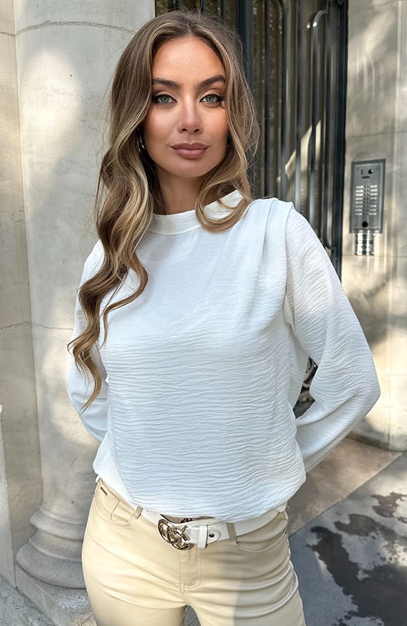 Blouse Met Plooien Lilly Ecru – shirts & tops — foto 3