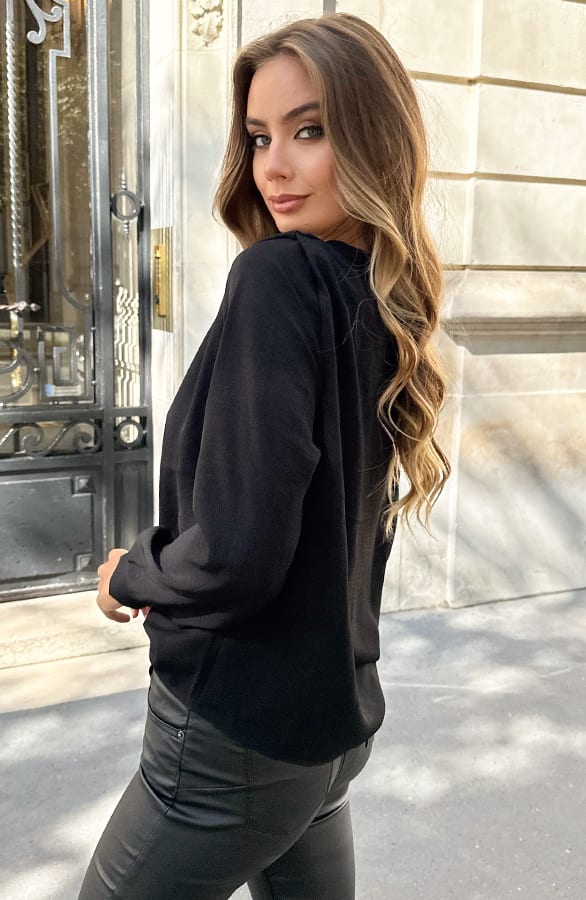 Blouse Met Plooien Lilly Zwart – shirts & tops — foto 3