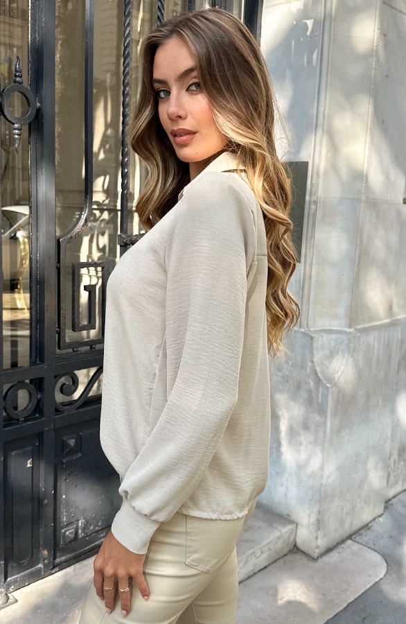 Casual Knopen Blouse Beige – kleding — foto 4
