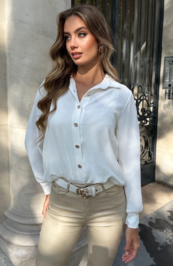 Casual Knopen Blouse Ecru – kleding — foto 3