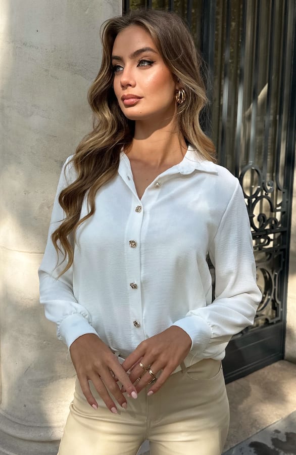Casual Knopen Blouse Ecru – kleding — foto 6
