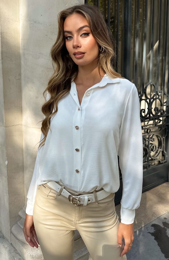 Casual Knopen Blouse Ecru – kleding — foto 7