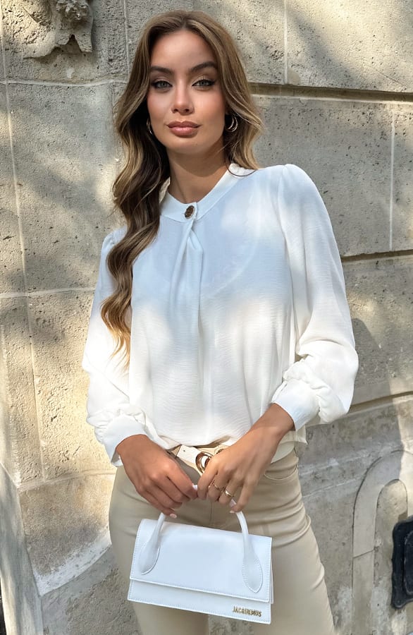 Detailed Button Blouse Ecru