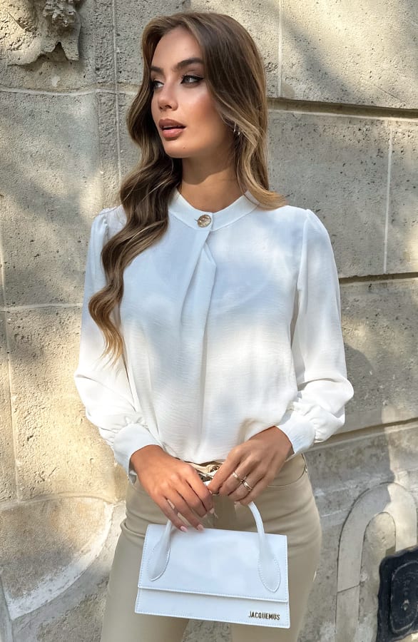 Detailed Button Blouse Ecru – kleding — foto 7