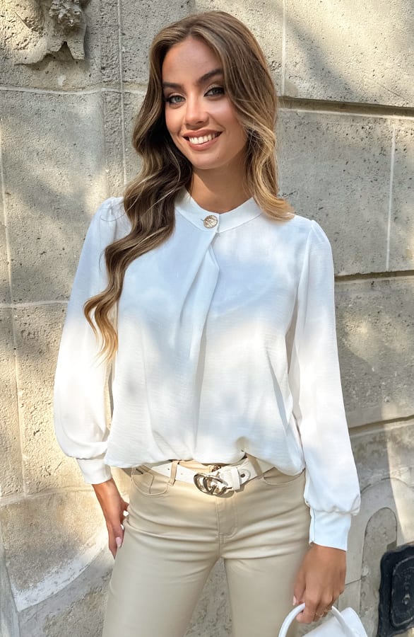 Detailed Button Blouse Ecru – kleding — foto 8