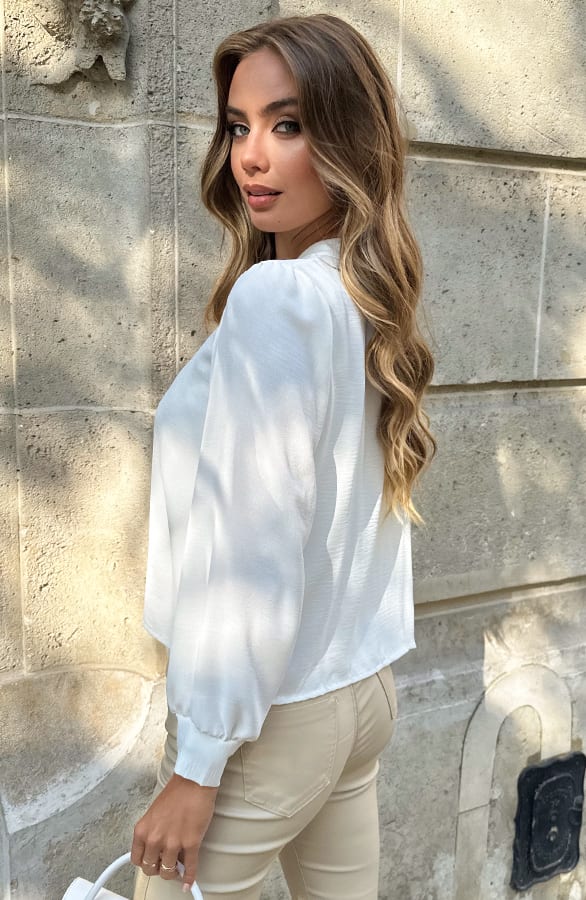 Detailed Button Blouse Ecru – kleding — foto 4