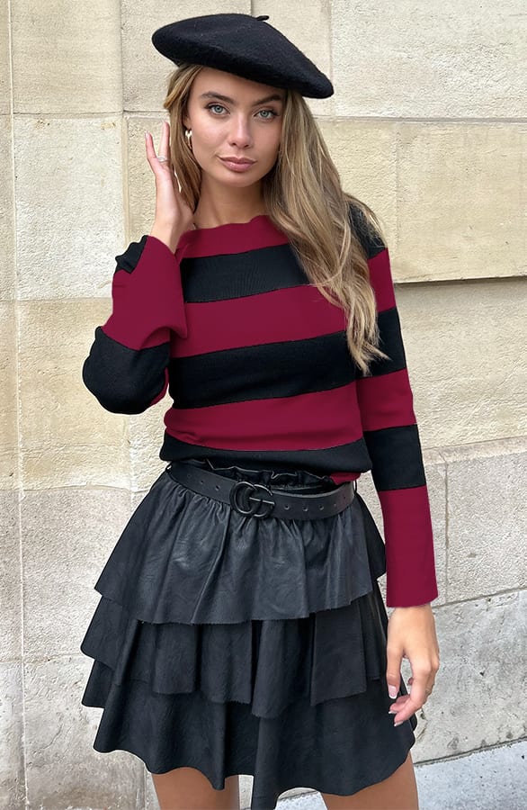 Flared Mouwen Gestreepte Top Blaire Burgundy – shirts & tops — foto 5