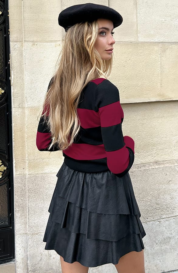 Flared Mouwen Gestreepte Top Blaire Burgundy – shirts & tops — foto 3