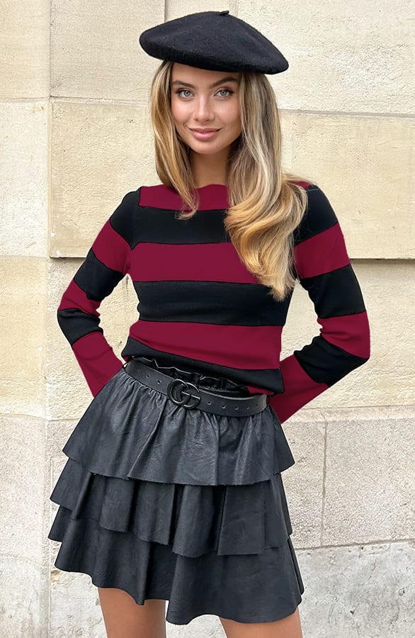 Flared Mouwen Gestreepte Top Blaire Burgundy – shirts & tops — foto 4