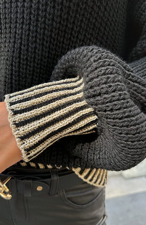 Knitted Lurex Sweater Dani Zwart Goud – truien — foto 6