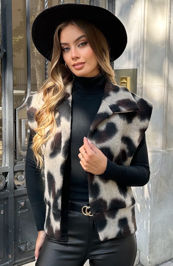 Leopard Gilet Samara Beige Choco – vesten — foto 6